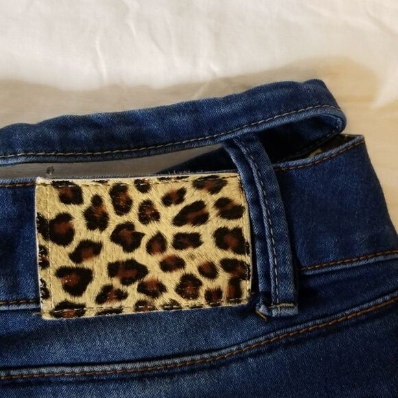 Blue Denim Shorts with Cheetah Print Accents - Picture 8 of 8